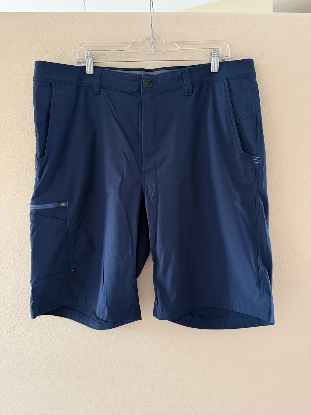 Stio Men's Navy Nylon Blend Quick Dry Shorts with Zip Cargo Pocket